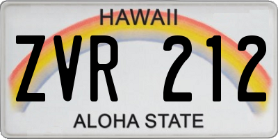 HI license plate ZVR212