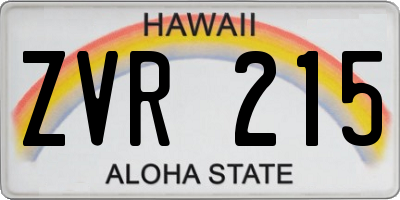 HI license plate ZVR215