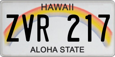 HI license plate ZVR217