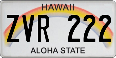 HI license plate ZVR222
