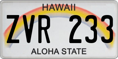 HI license plate ZVR233