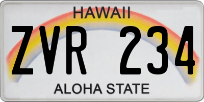 HI license plate ZVR234