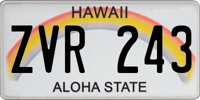 HI license plate ZVR243
