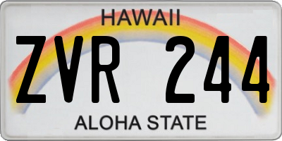 HI license plate ZVR244