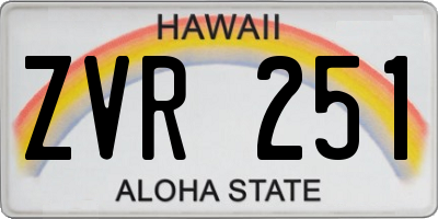 HI license plate ZVR251