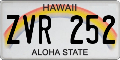 HI license plate ZVR252