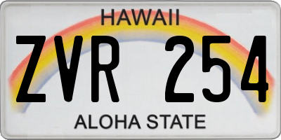HI license plate ZVR254