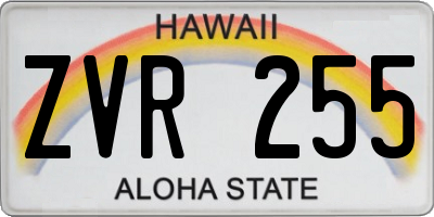 HI license plate ZVR255