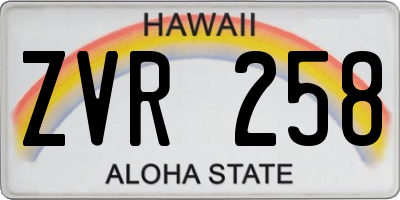 HI license plate ZVR258