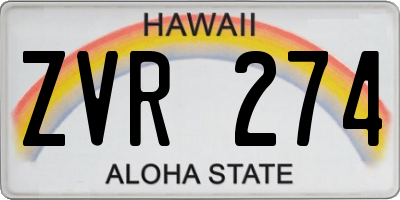 HI license plate ZVR274
