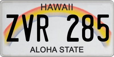 HI license plate ZVR285