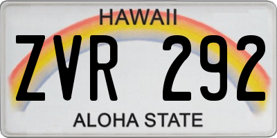 HI license plate ZVR292