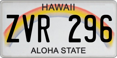 HI license plate ZVR296