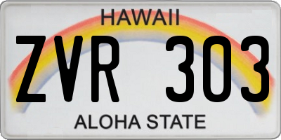 HI license plate ZVR303