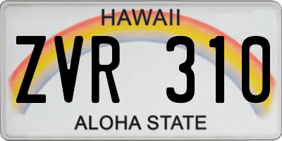 HI license plate ZVR310