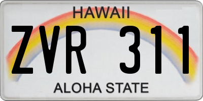 HI license plate ZVR311