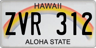 HI license plate ZVR312