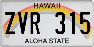 HI license plate ZVR315