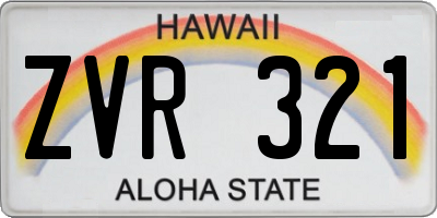 HI license plate ZVR321