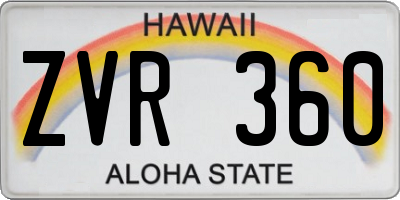 HI license plate ZVR360