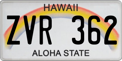 HI license plate ZVR362