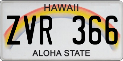 HI license plate ZVR366