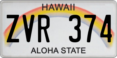 HI license plate ZVR374
