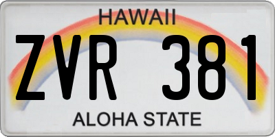 HI license plate ZVR381