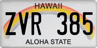 HI license plate ZVR385
