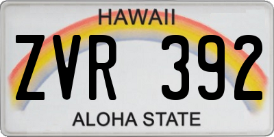 HI license plate ZVR392