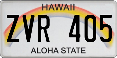 HI license plate ZVR405