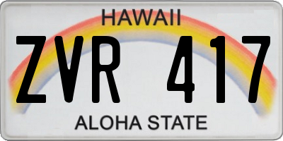 HI license plate ZVR417