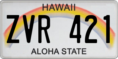 HI license plate ZVR421