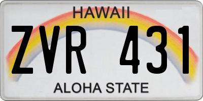 HI license plate ZVR431