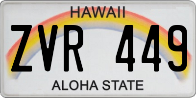 HI license plate ZVR449