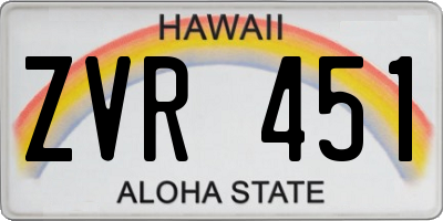 HI license plate ZVR451