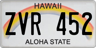 HI license plate ZVR452