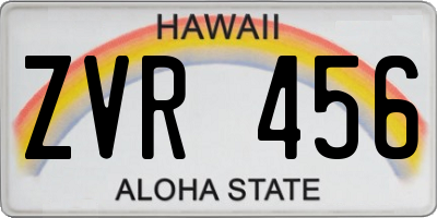 HI license plate ZVR456