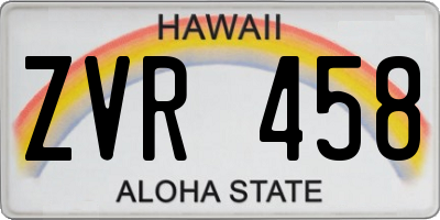 HI license plate ZVR458