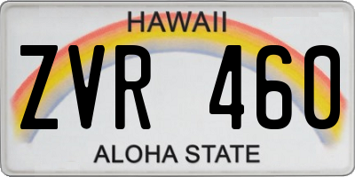 HI license plate ZVR460