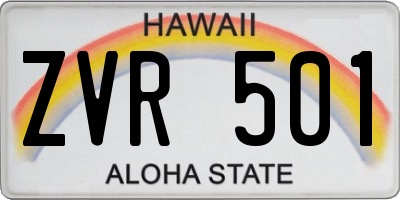HI license plate ZVR501