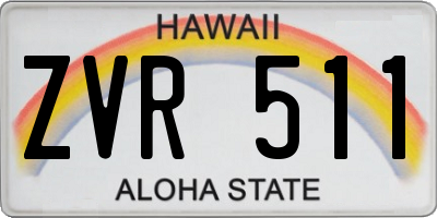 HI license plate ZVR511