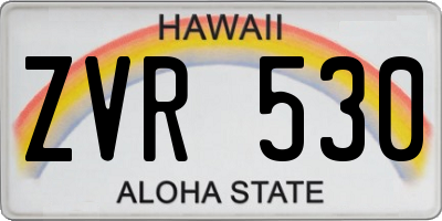 HI license plate ZVR530