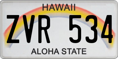 HI license plate ZVR534