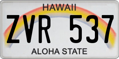 HI license plate ZVR537