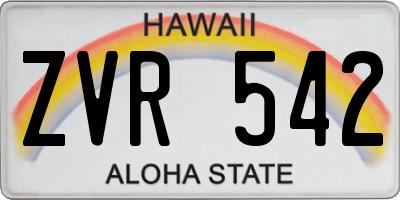HI license plate ZVR542