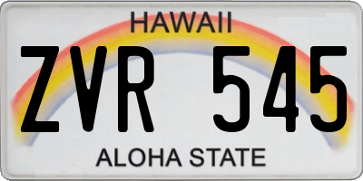 HI license plate ZVR545
