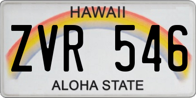 HI license plate ZVR546