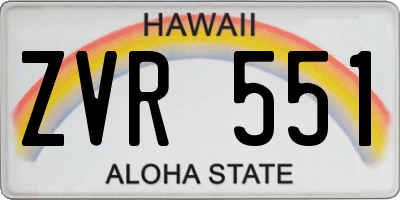 HI license plate ZVR551