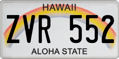 HI license plate ZVR552